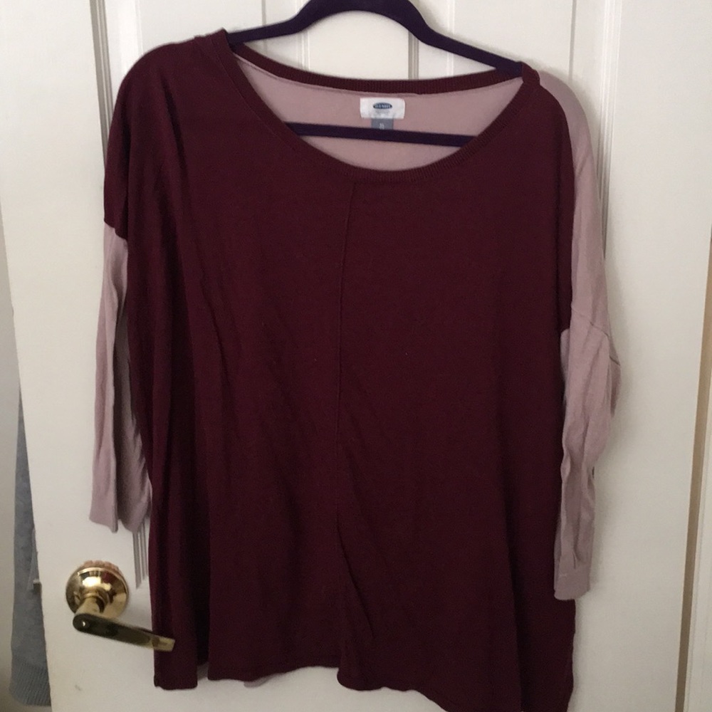 Burgundy and mauve sweater